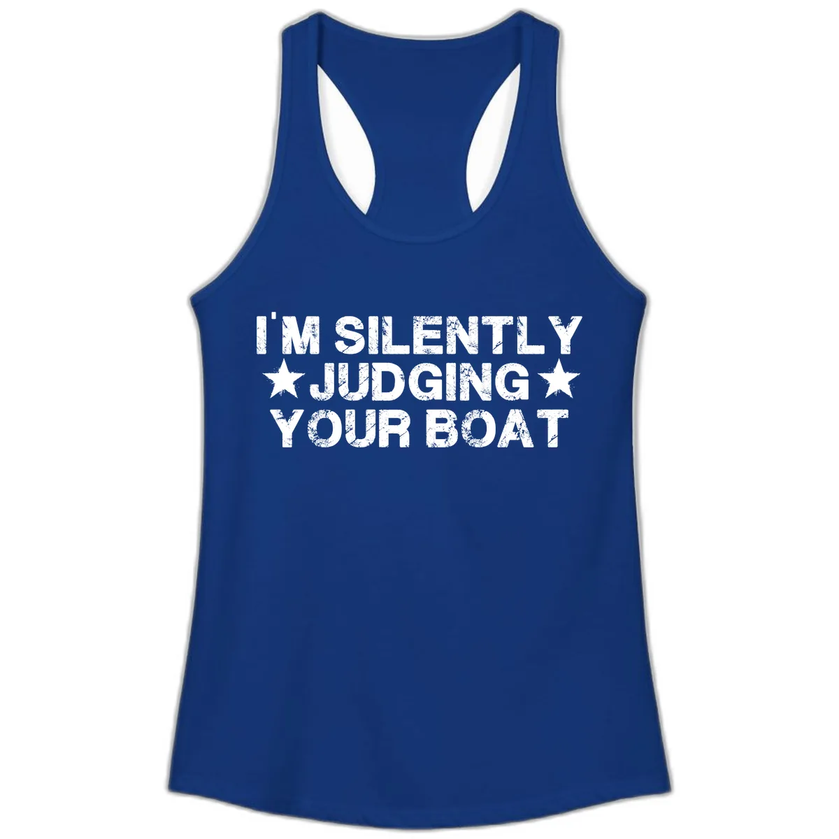 I'm Silently Judging Your Boat Ladies Tank in Solid Royal