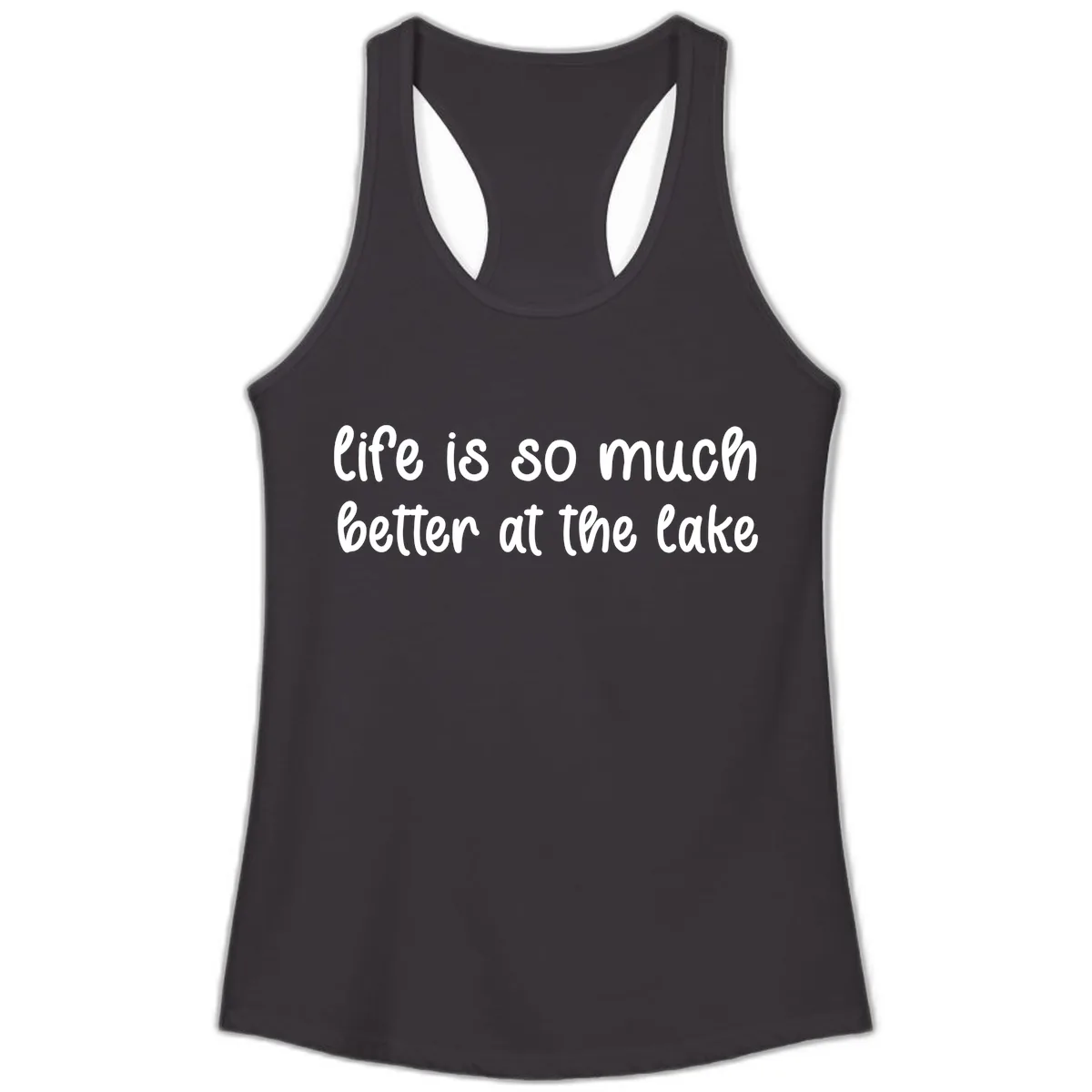 Life Is Better At The Lake Design Ladies Tank in Black