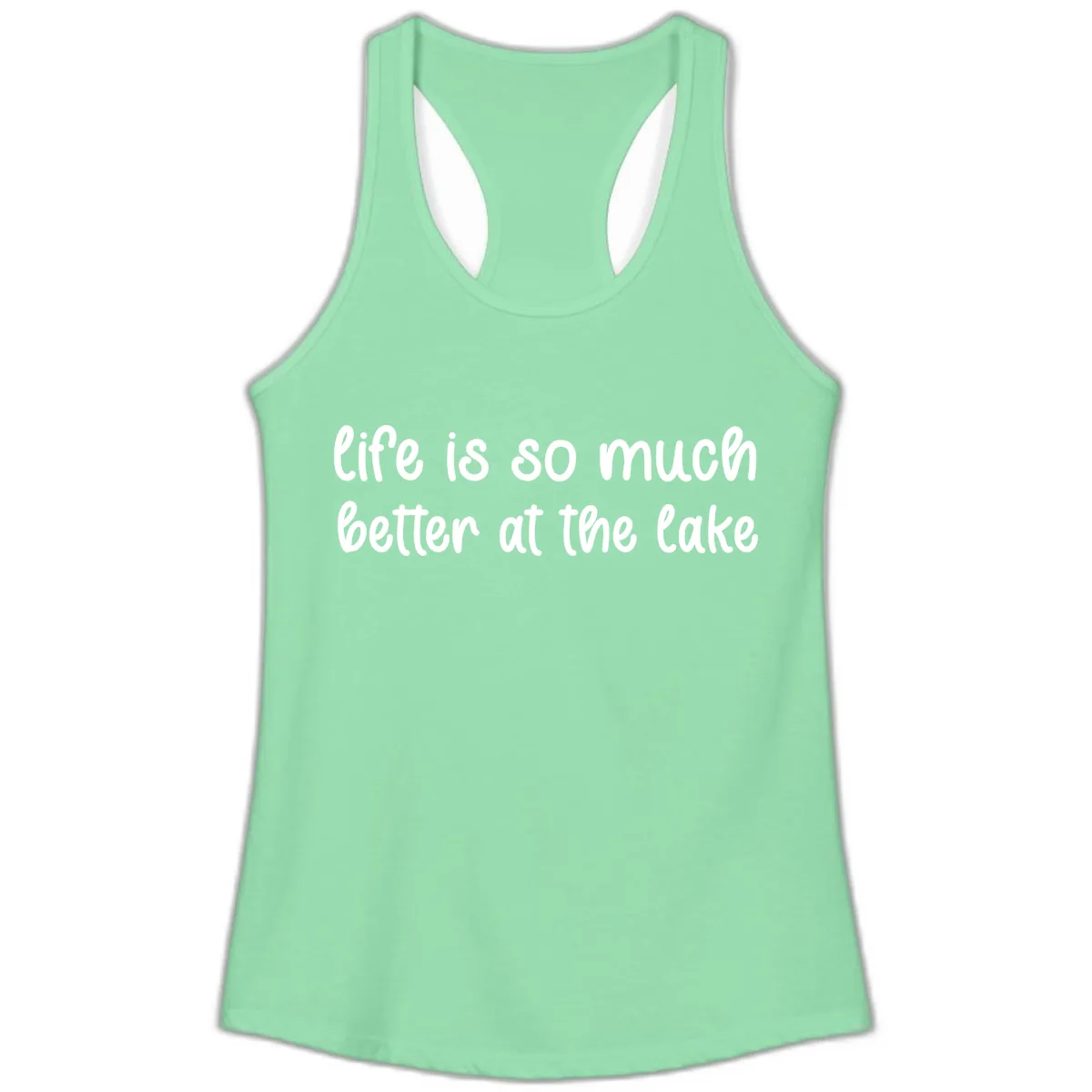 Life Is Better At The Lake Design Ladies Tank in Solid Mint