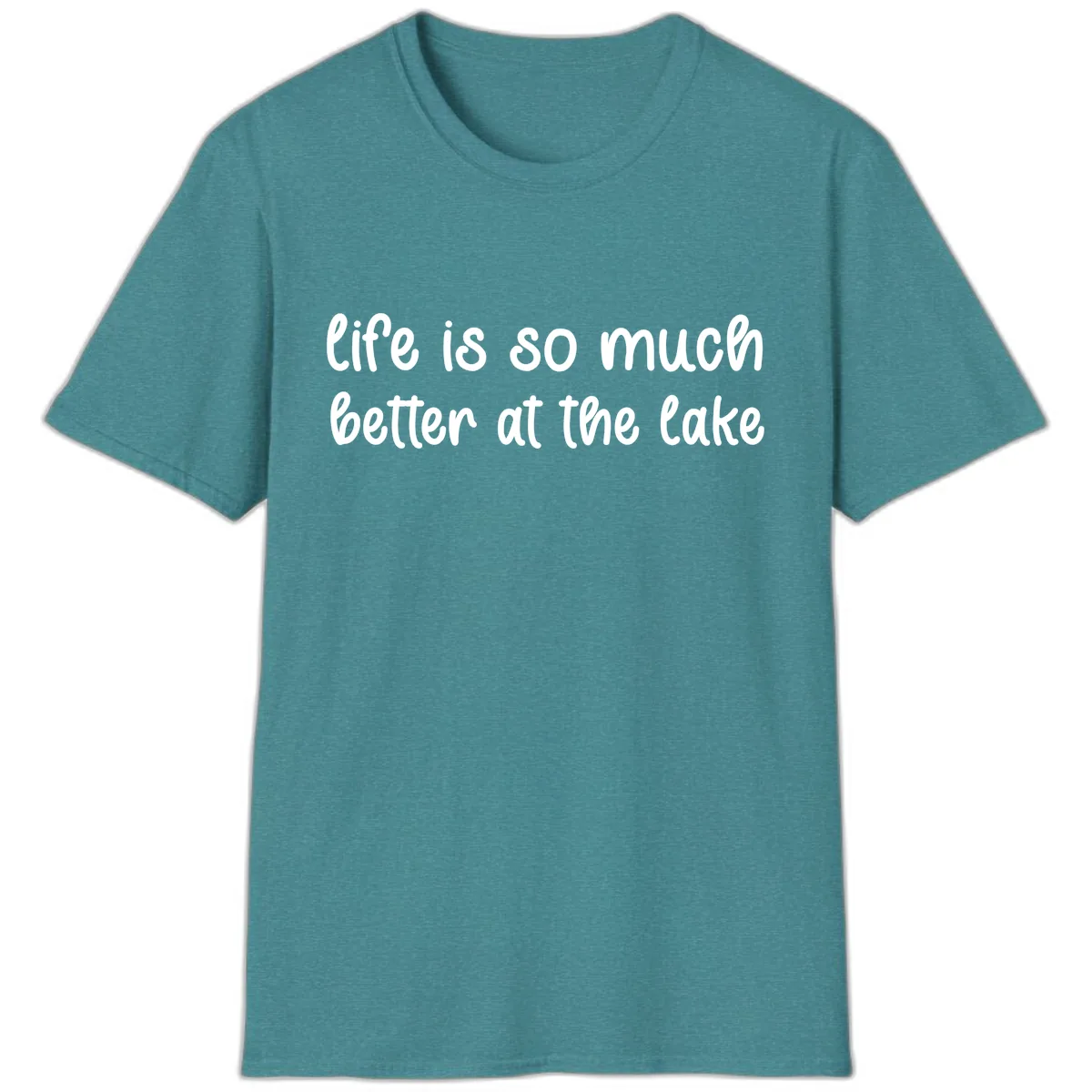 Life Is Better At The Lake Design T-Shirt in Heather Galapagos Blue