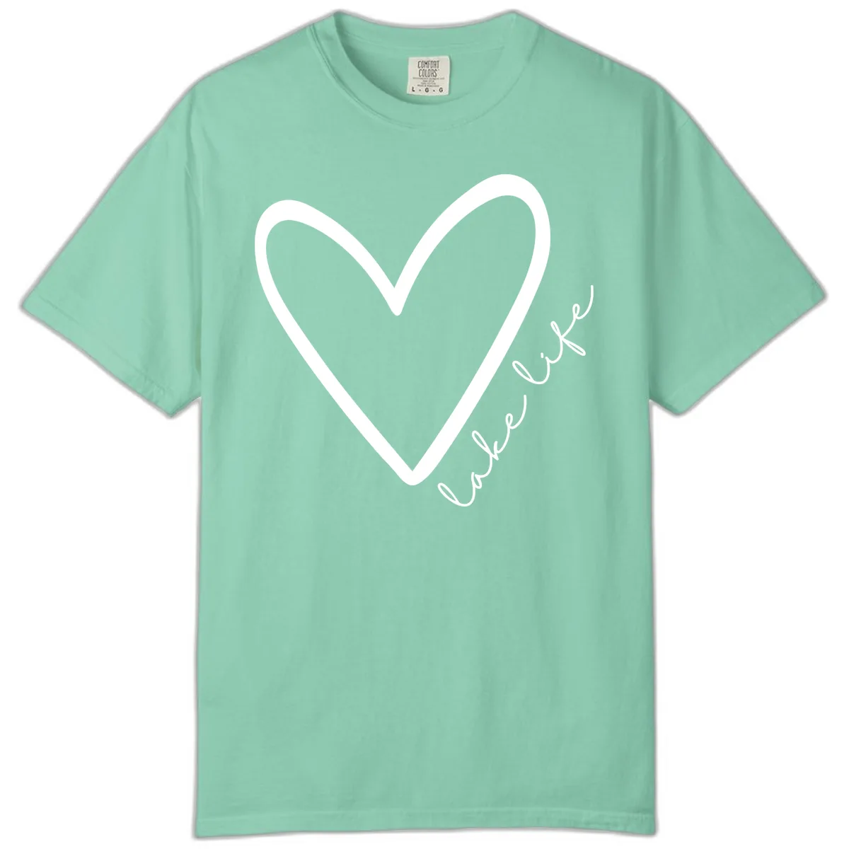 Lake Life Heart Design Comfort Color in Island Reef
