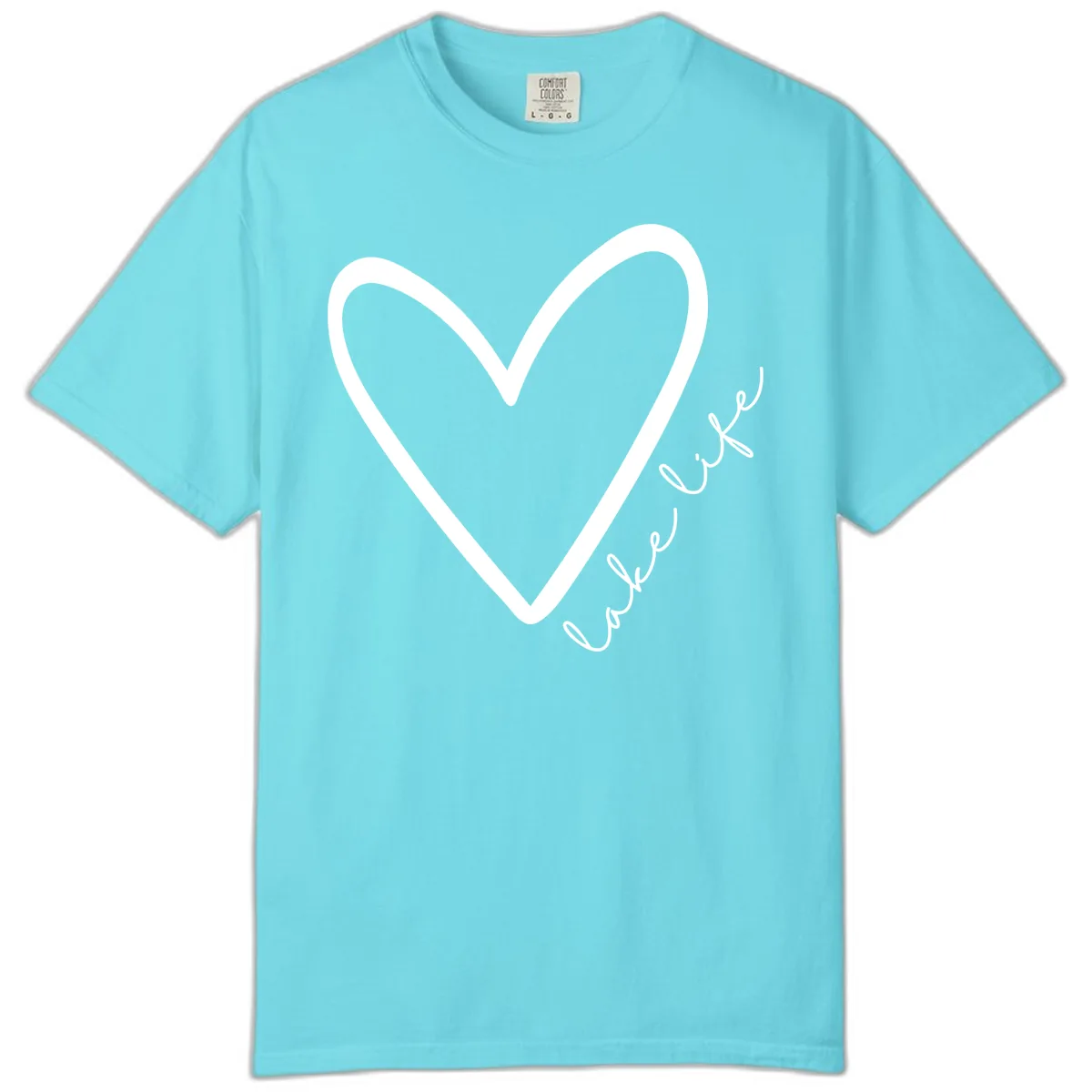 Lake Life Heart Design Comfort Color in Lagoon Blue