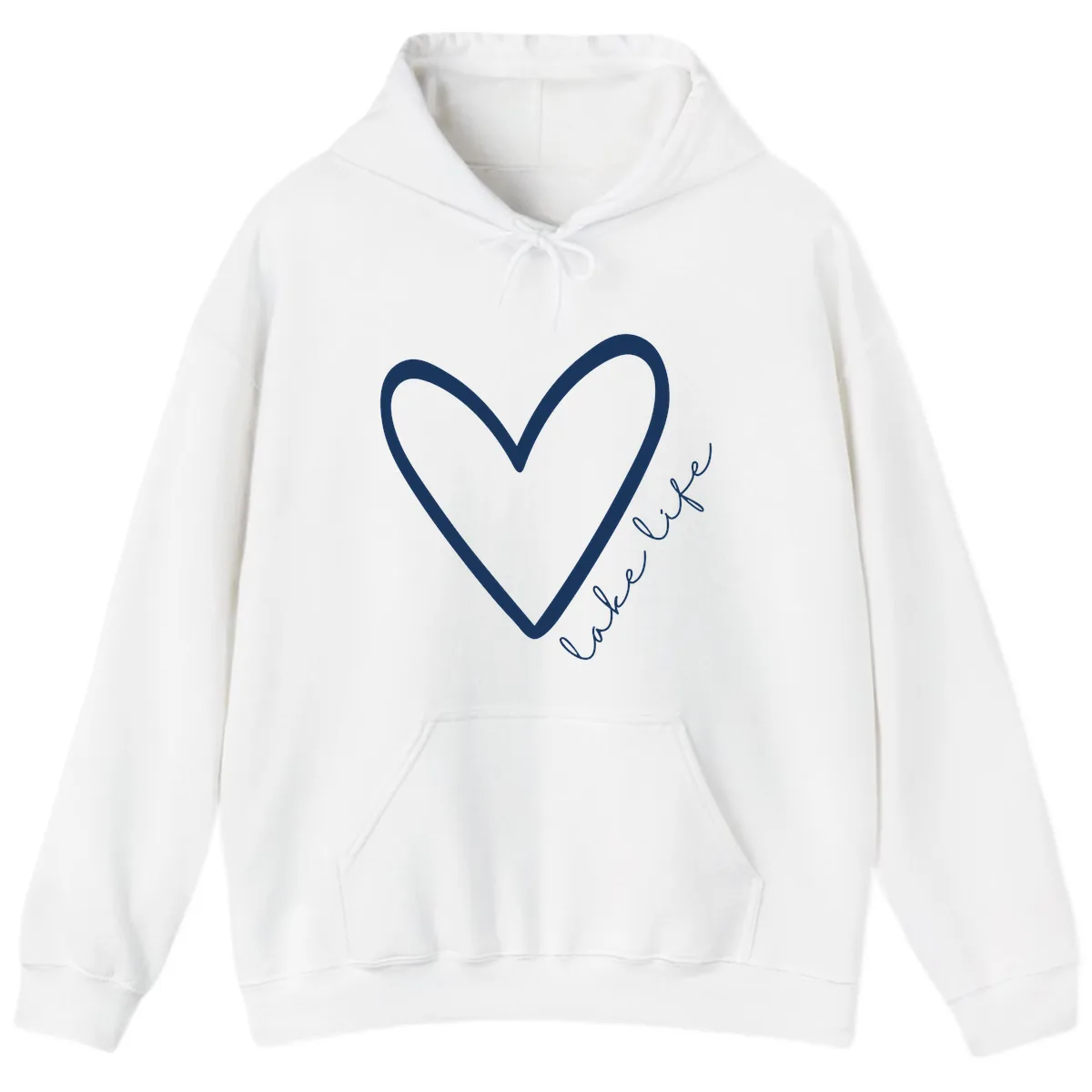Lake Life Heart Design Hoodie in White