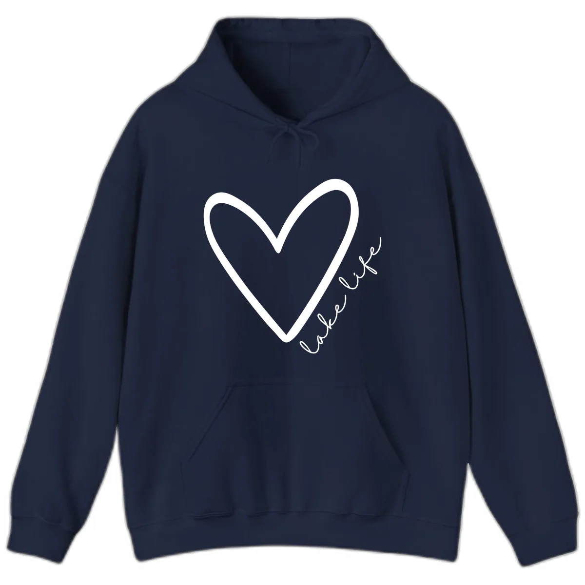 Lake Life Heart Design Hoodie in Navy