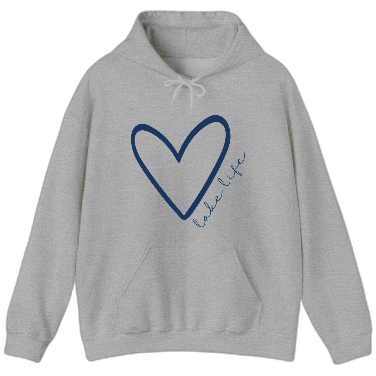 Lake Life Heart Design Hoodie in Sport Grey