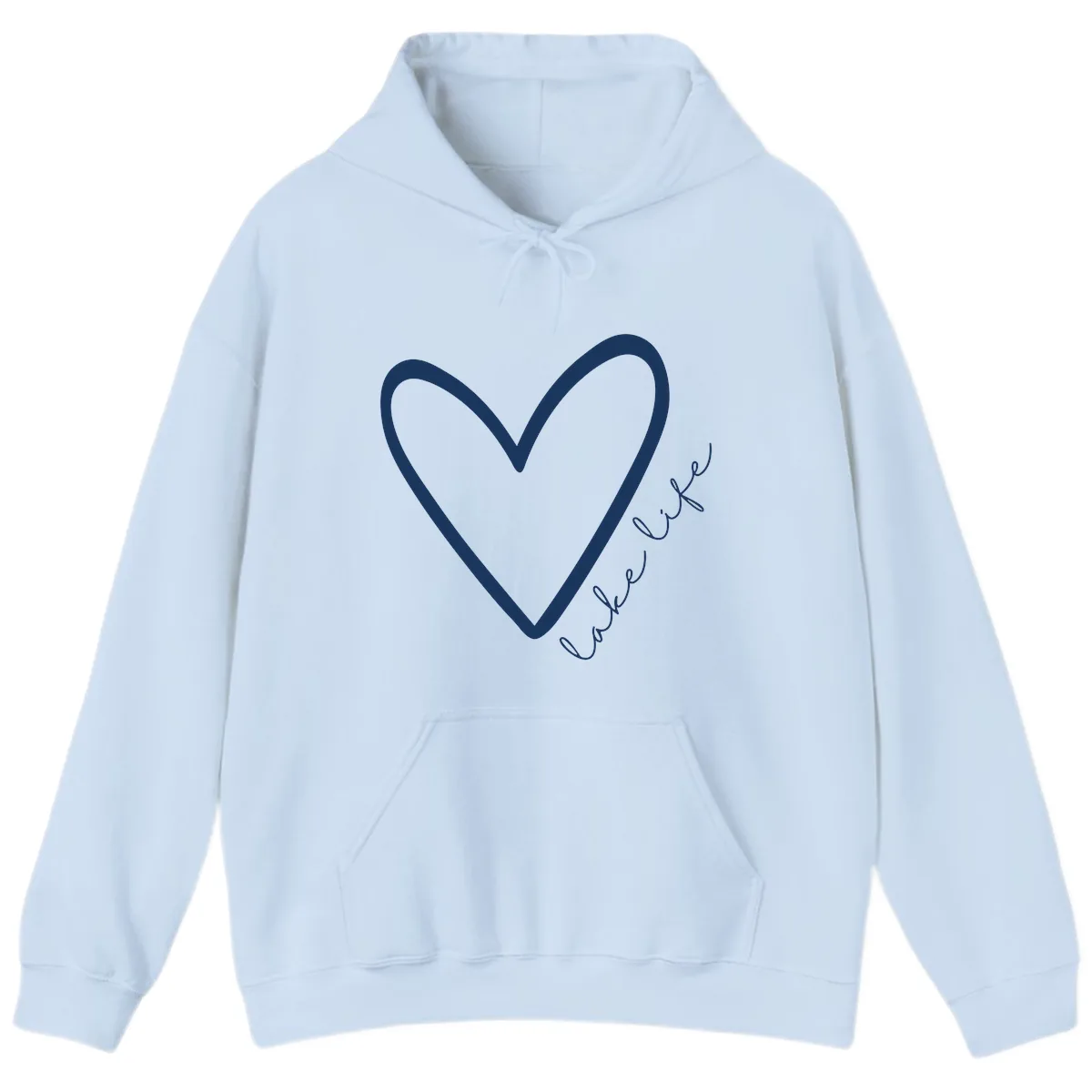 Lake Life Heart Design Hoodie in Light Blue