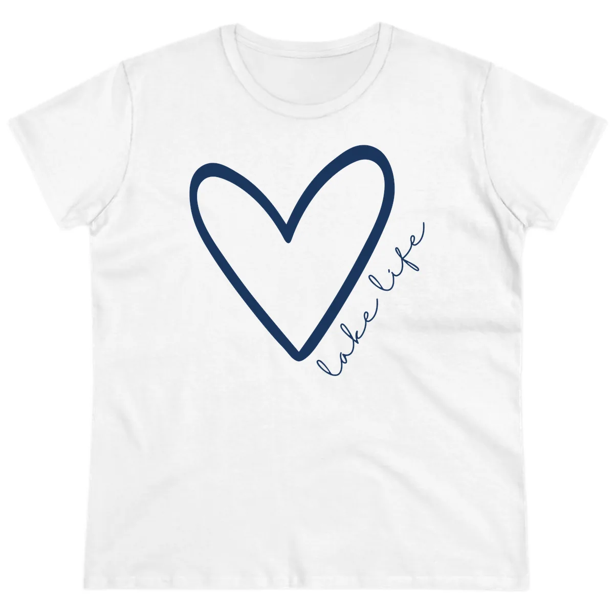 Lake Life Heart Design Ladies Tee in White