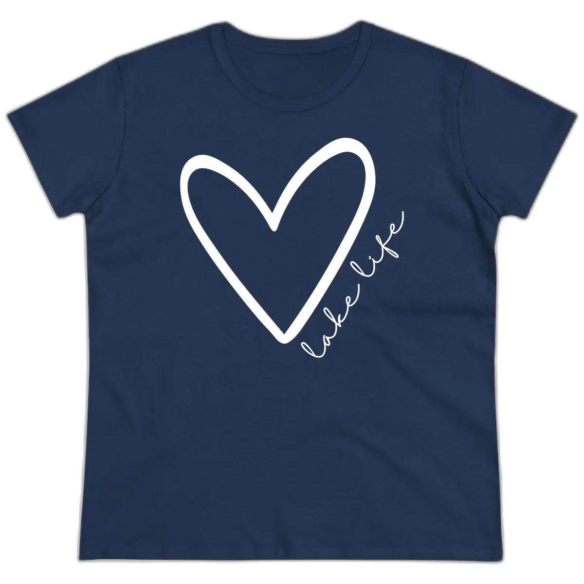 Lake Life Heart Design Ladies Tee in Navy