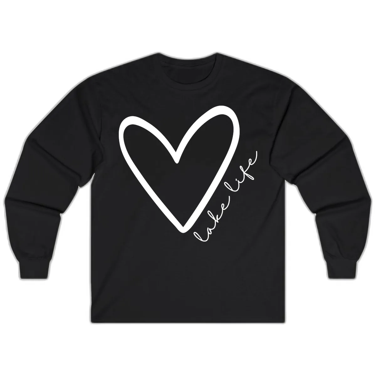 Lake Life Heart Design Long Sleeve in Black