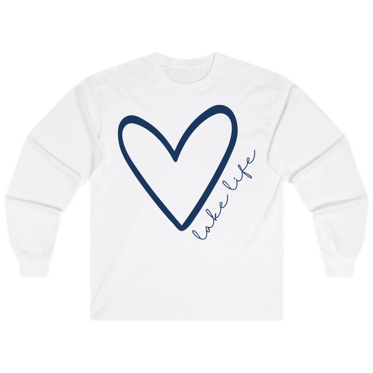 Lake Life Heart Design Long Sleeve in White