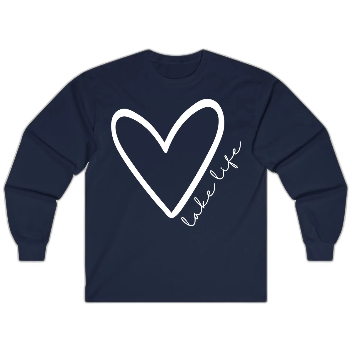 Lake Life Heart Design Long Sleeve in Navy