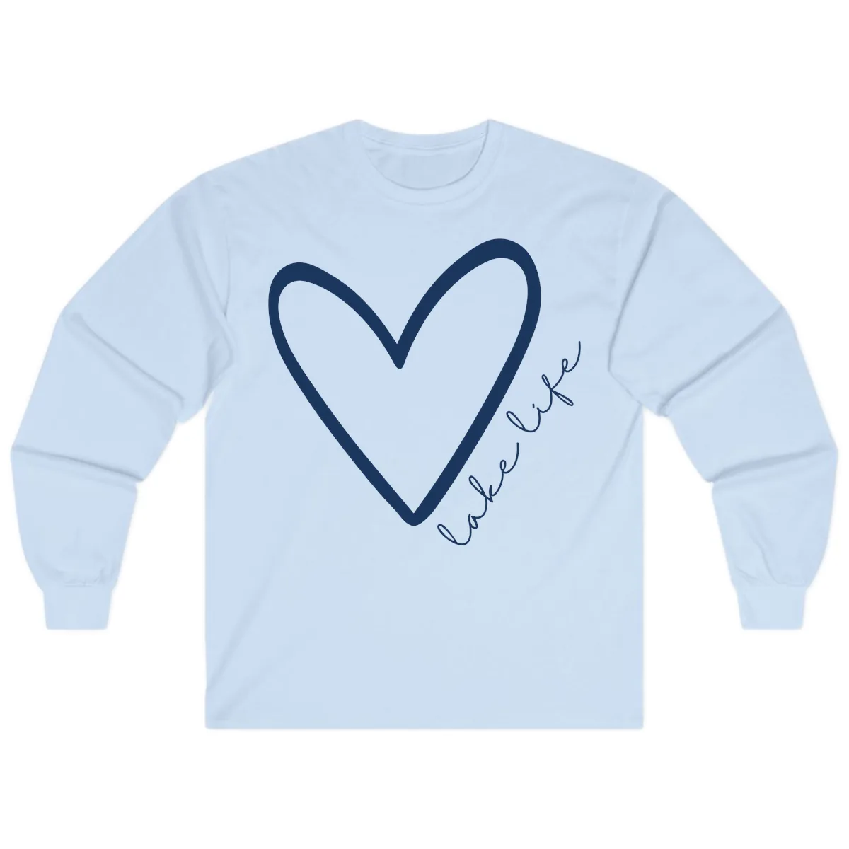 Lake Life Heart Design Long Sleeve in Light Blue