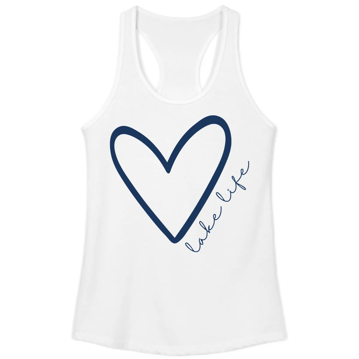 Lake Life Heart Design Ladies Tank in White