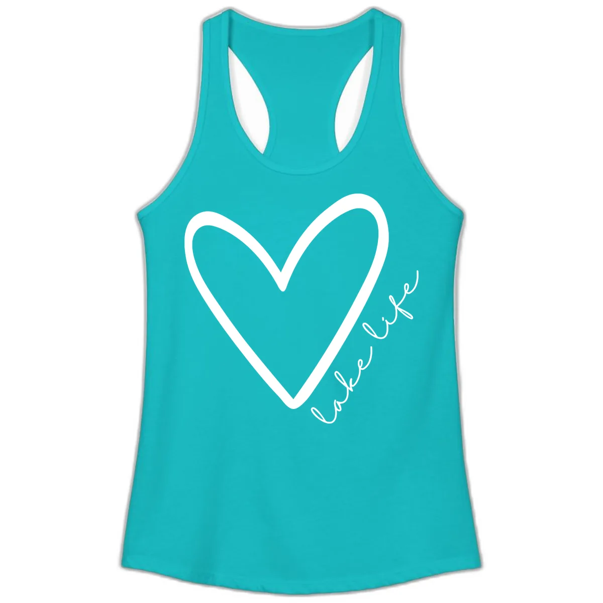 Lake Life Heart Design Ladies Tank in Tahiti Blue