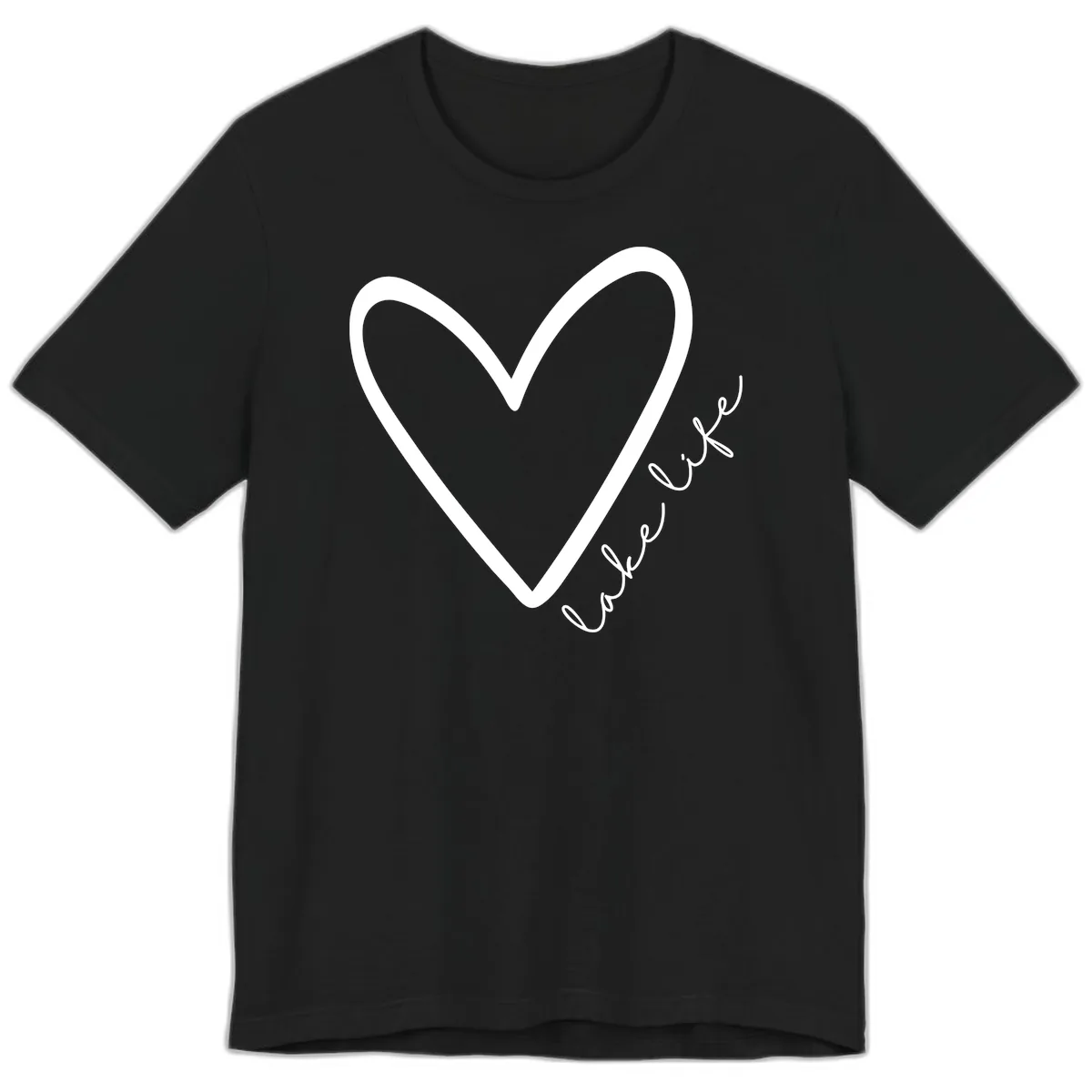 Lake Life Heart Design Premium T-Shirt in Black