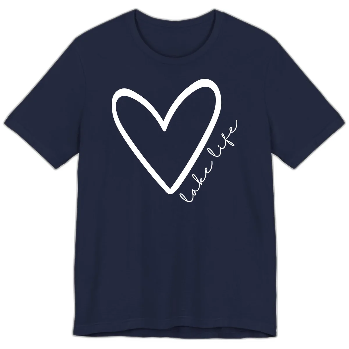 Lake Life Heart Design Premium T-Shirt in Navy
