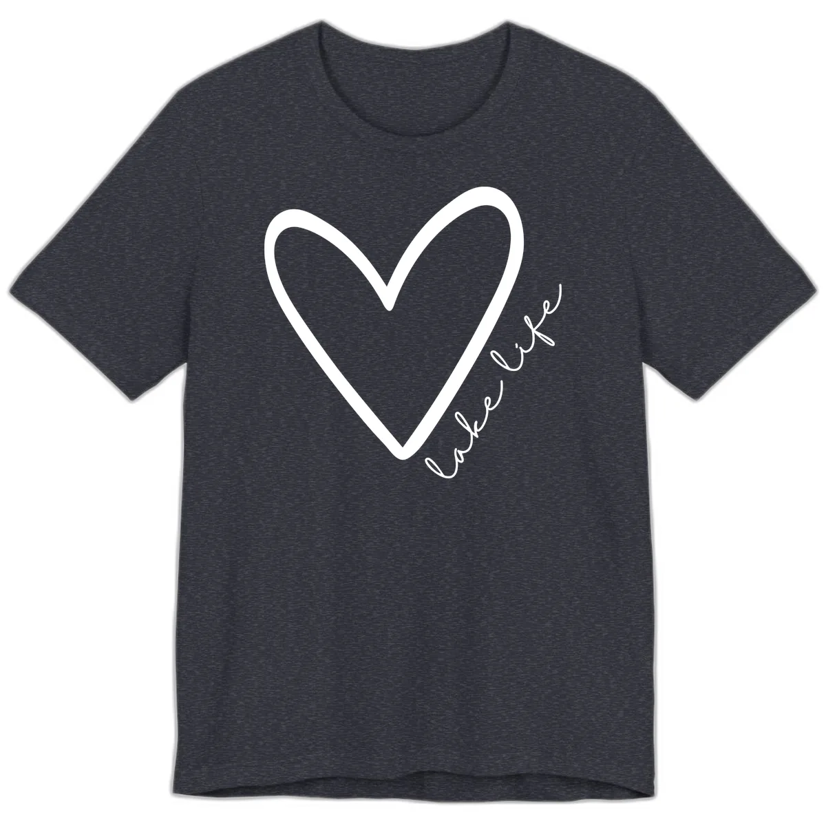 Lake Life Heart Design Premium T-Shirt in Heather Navy