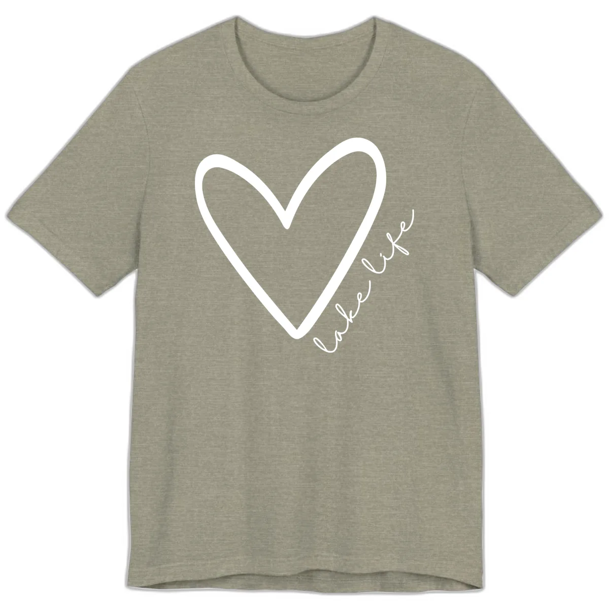 Lake Life Heart Design Premium T-Shirt in Heather Stone