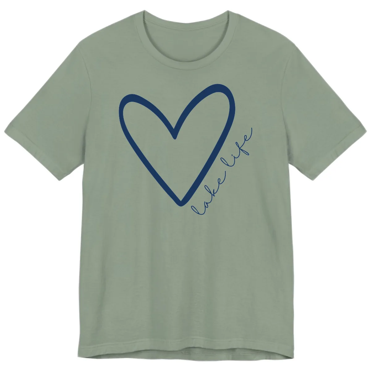 Lake Life Heart Design Premium T-Shirt in Sage