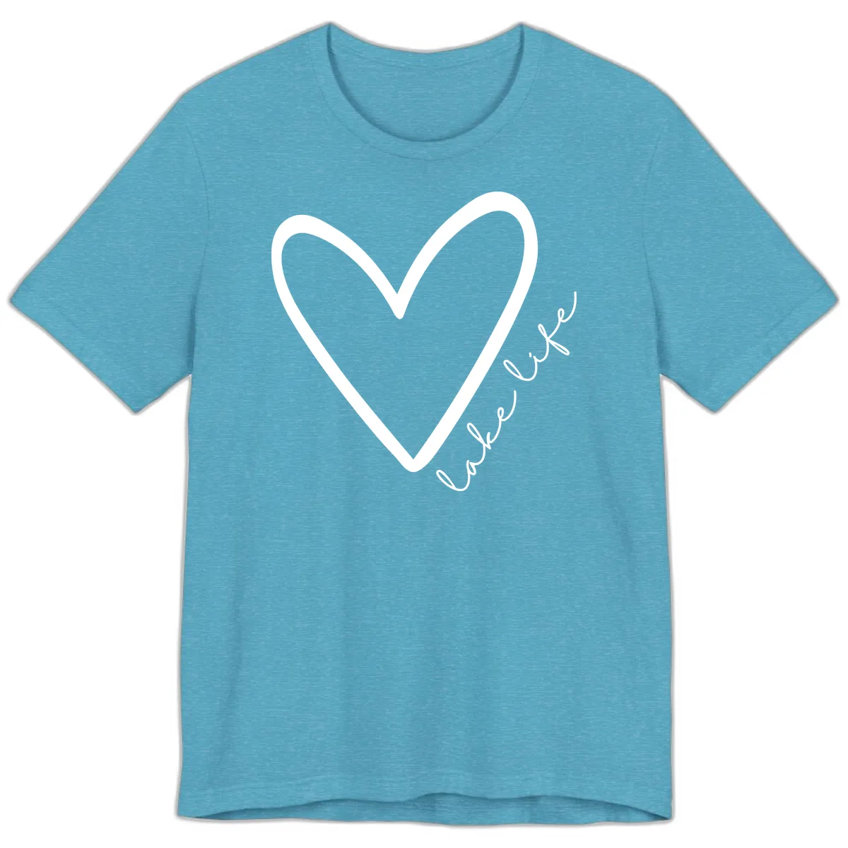 Lake Life Heart Design Premium T-Shirt in Heather Aqua