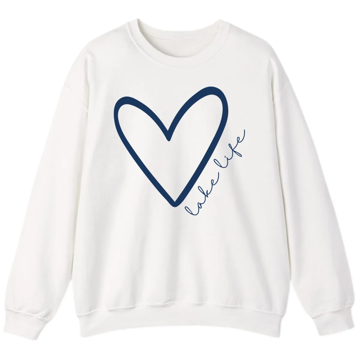 Lake Life Heart Design Sweatshirt in White