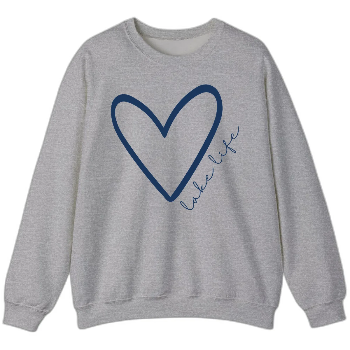 Lake Life Heart Design Sweatshirt in Sport Grey