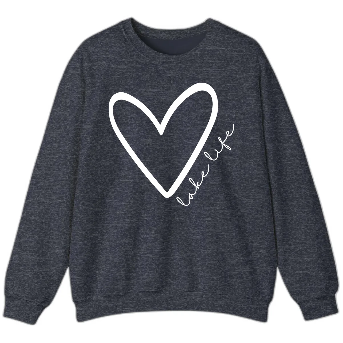 Lake Life Heart Design Sweatshirt in Heather Sport Dark Navy
