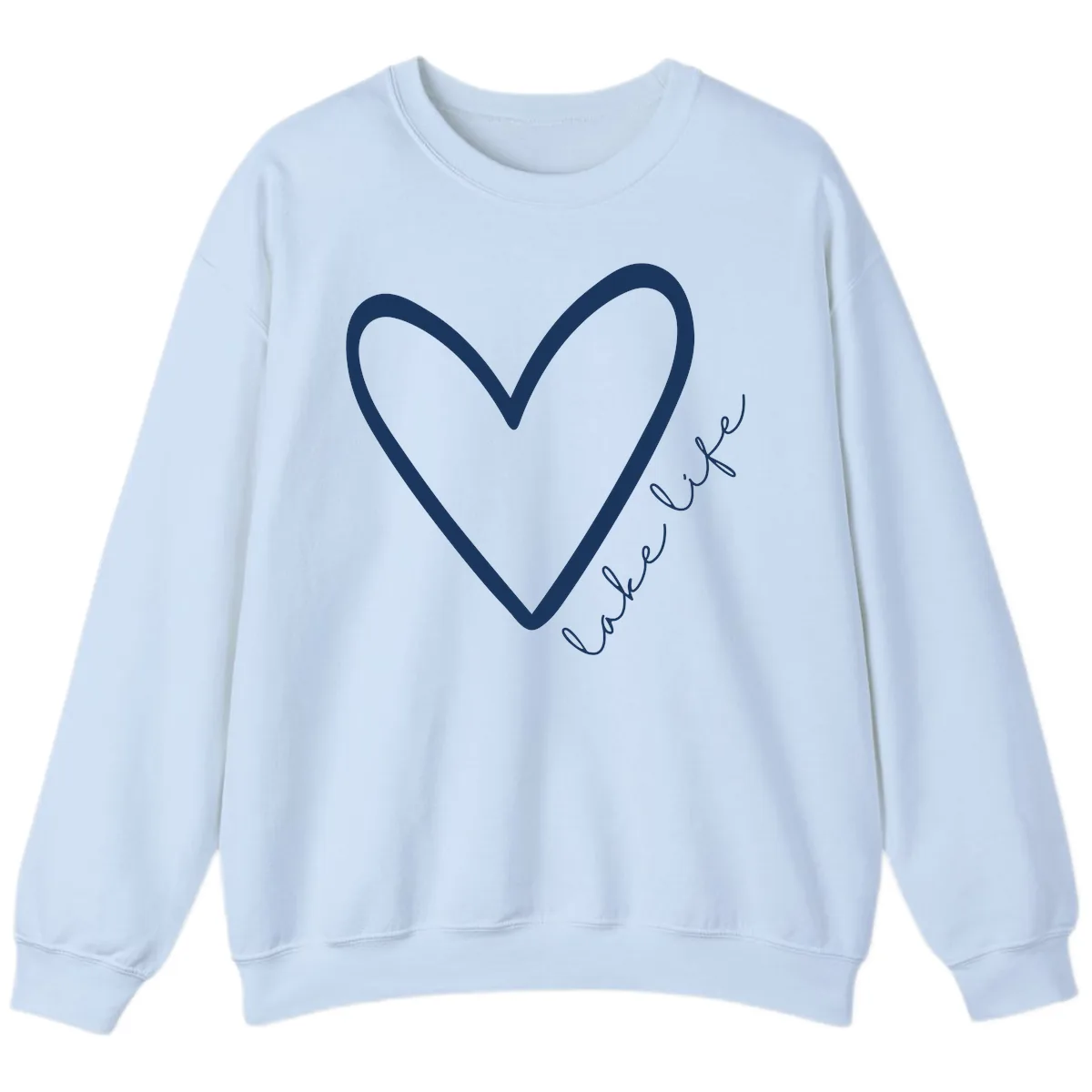 Lake Life Heart Design Sweatshirt in Light Blue