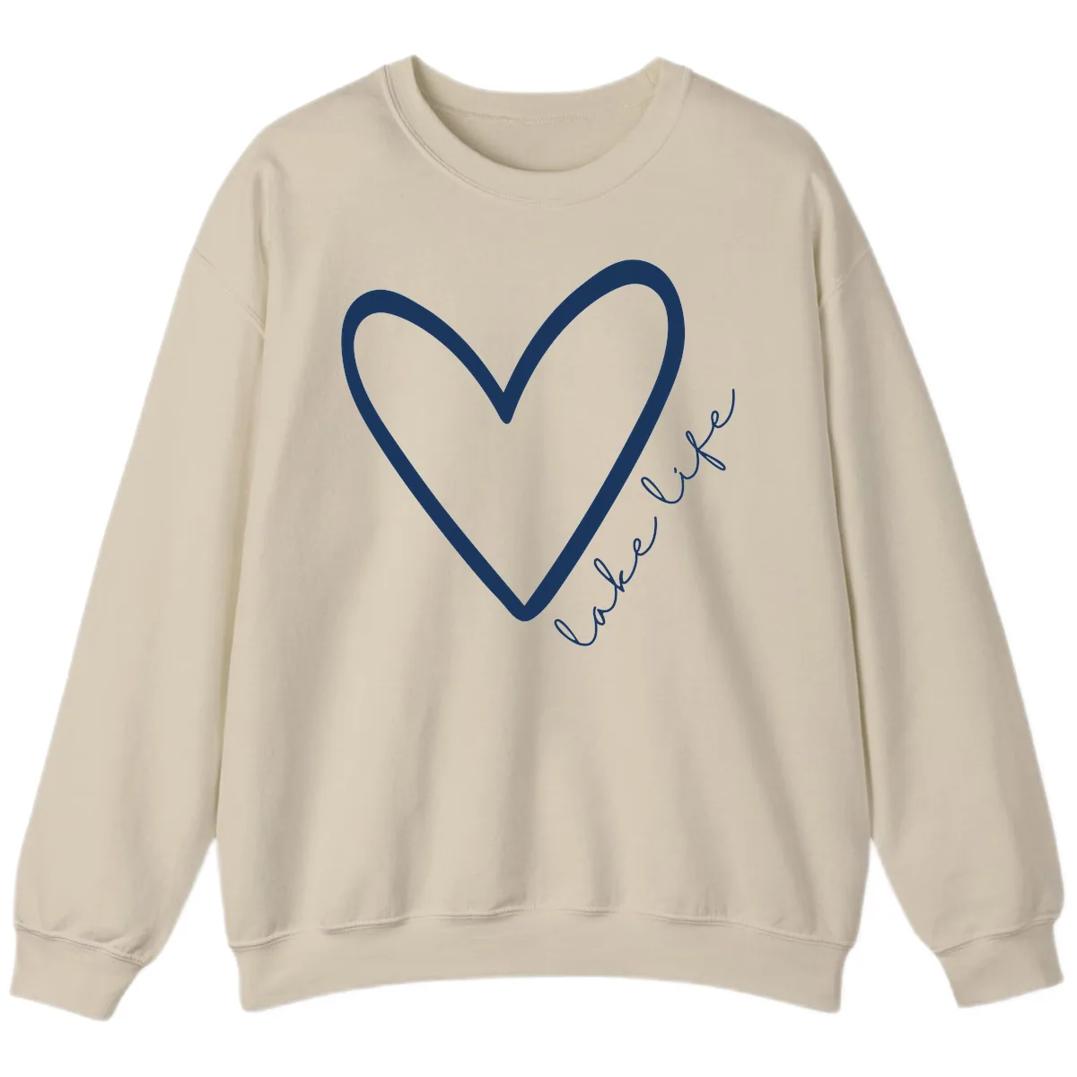 Lake Life Heart Design Sweatshirt in Sand