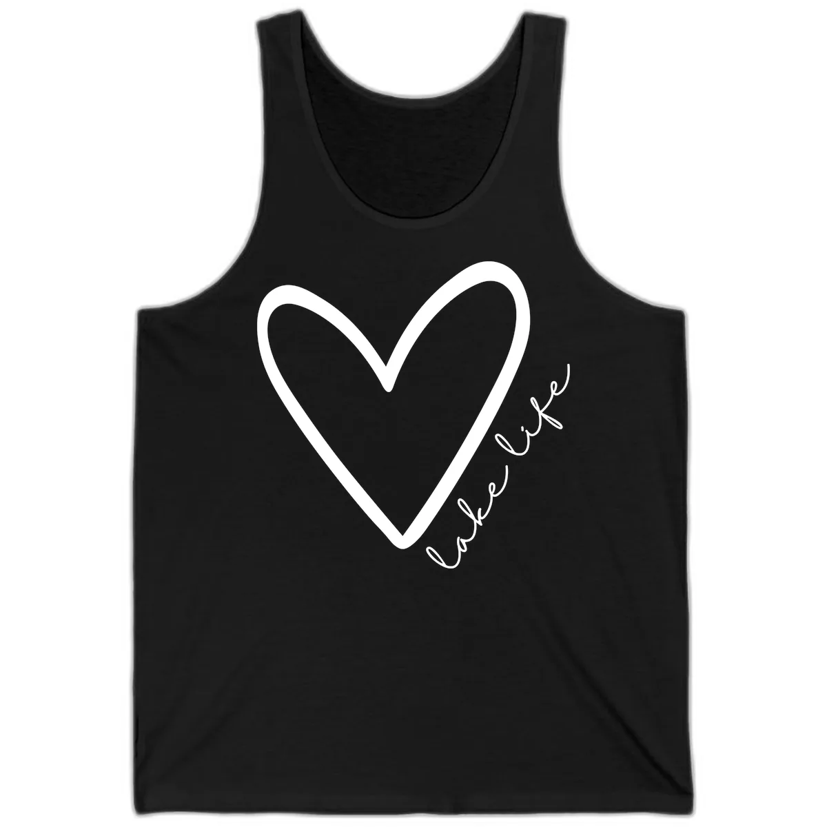 Lake Life Heart Design Tank in Black