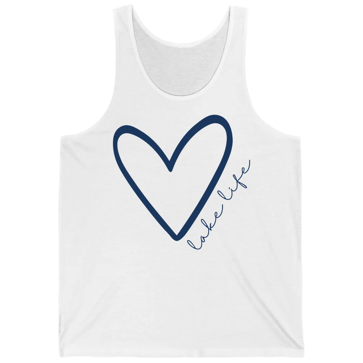 Lake Life Heart Design Tank in White