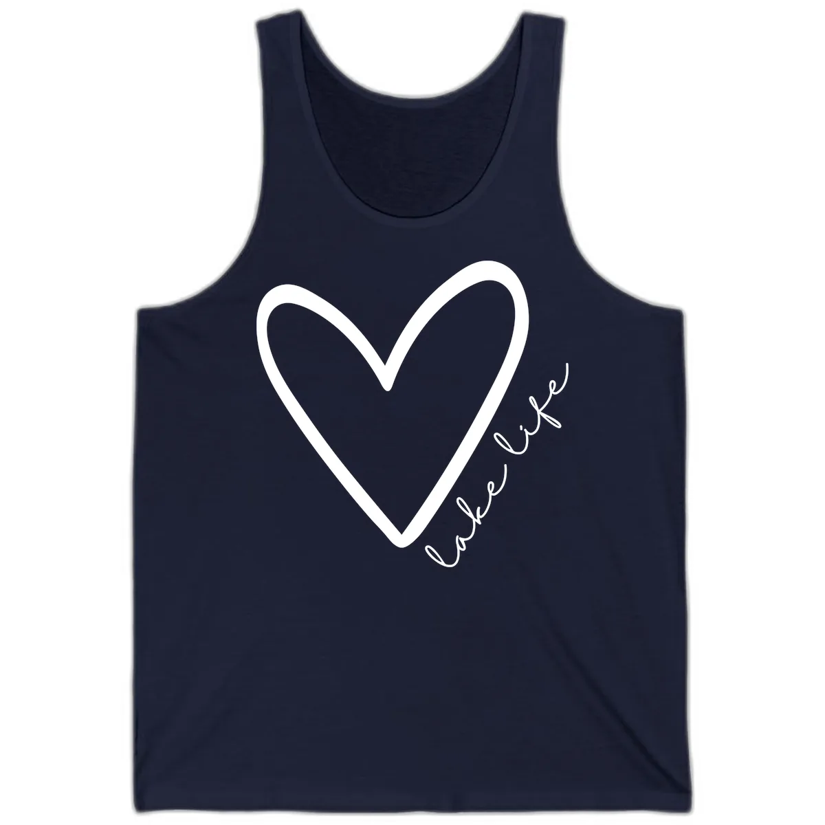 Lake Life Heart Design Tank in Navy