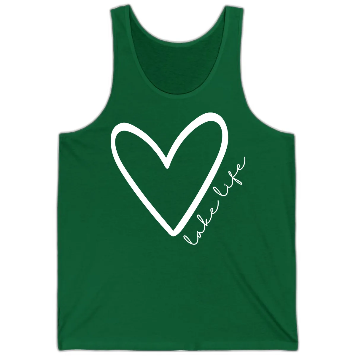 Lake Life Heart Design Tank in Kelly