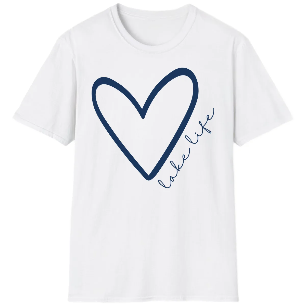 Lake Life Heart Design T-Shirt in White