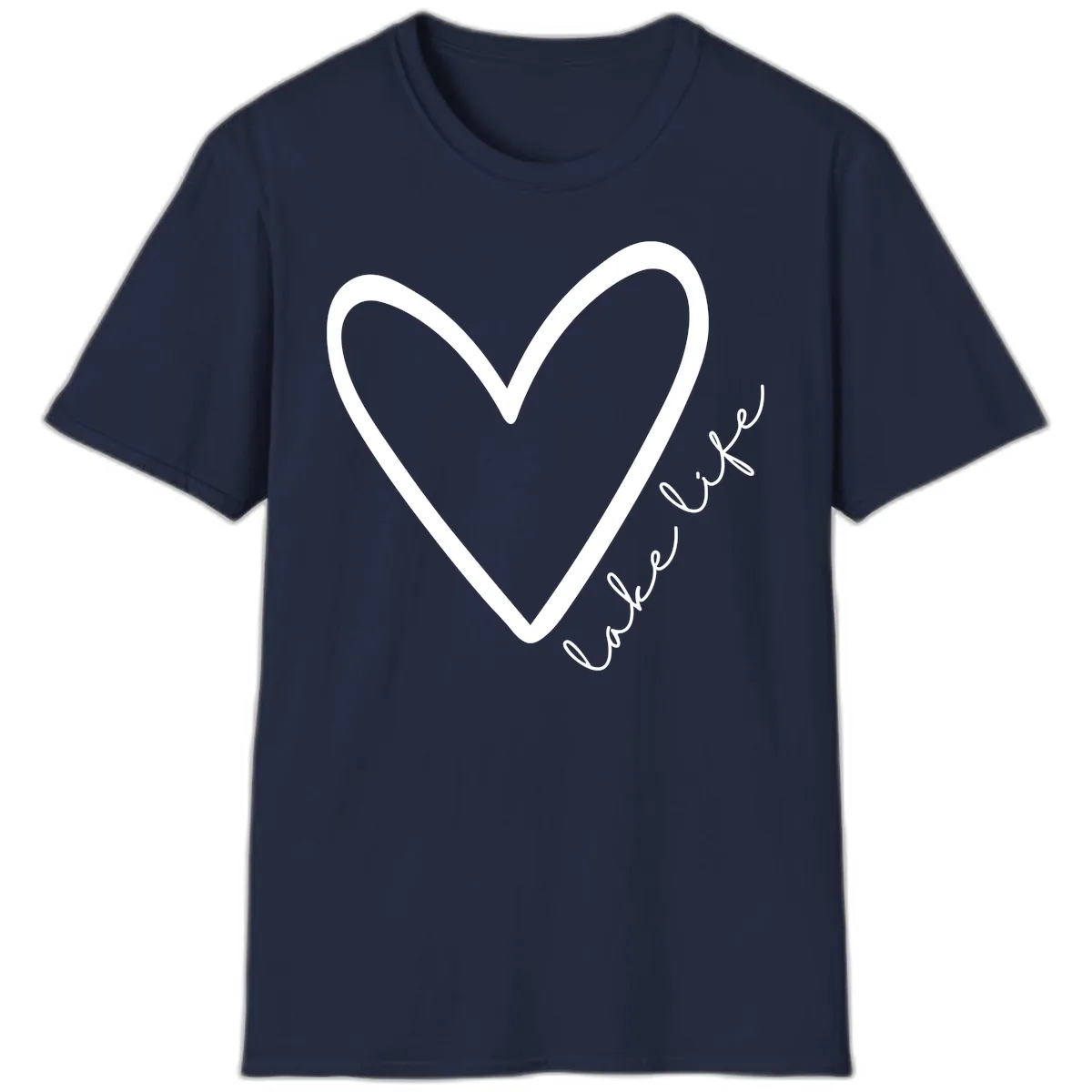 Lake Life Heart Design T-Shirt in Navy