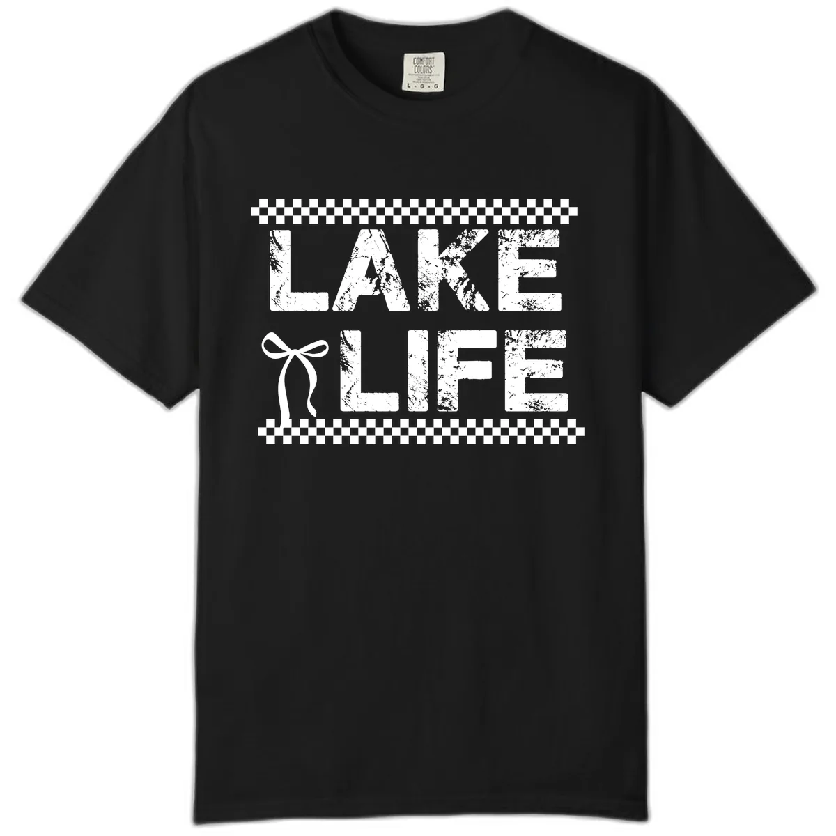 Lake Life With Bow Accent Comfort Color in Black