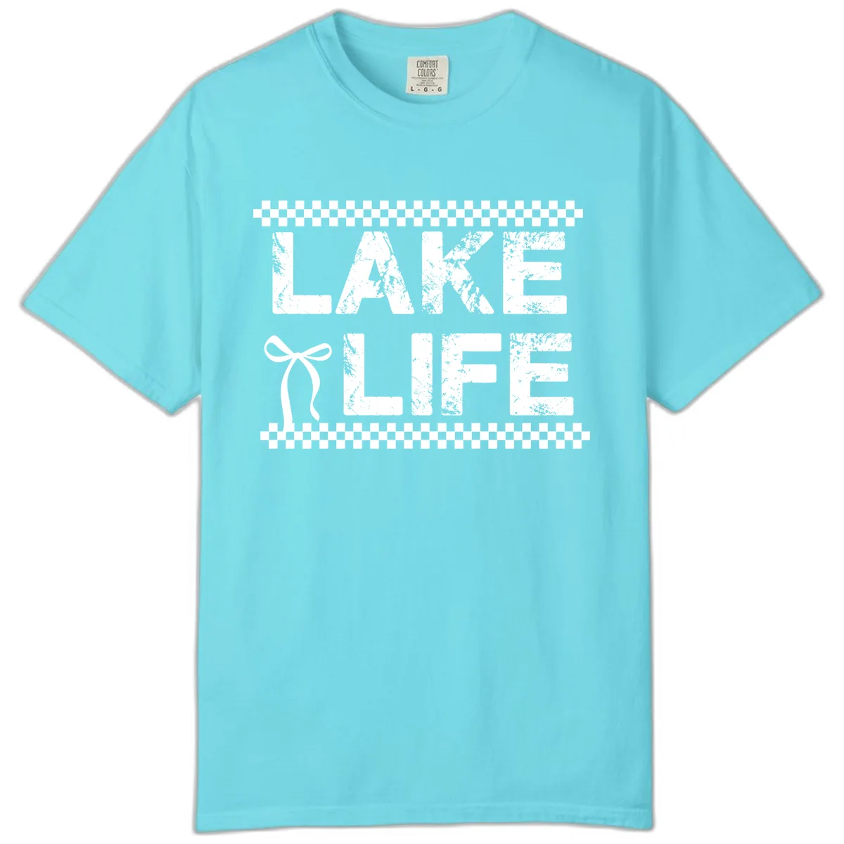 Lake Life With Bow Accent Comfort Color in Lagoon Blue