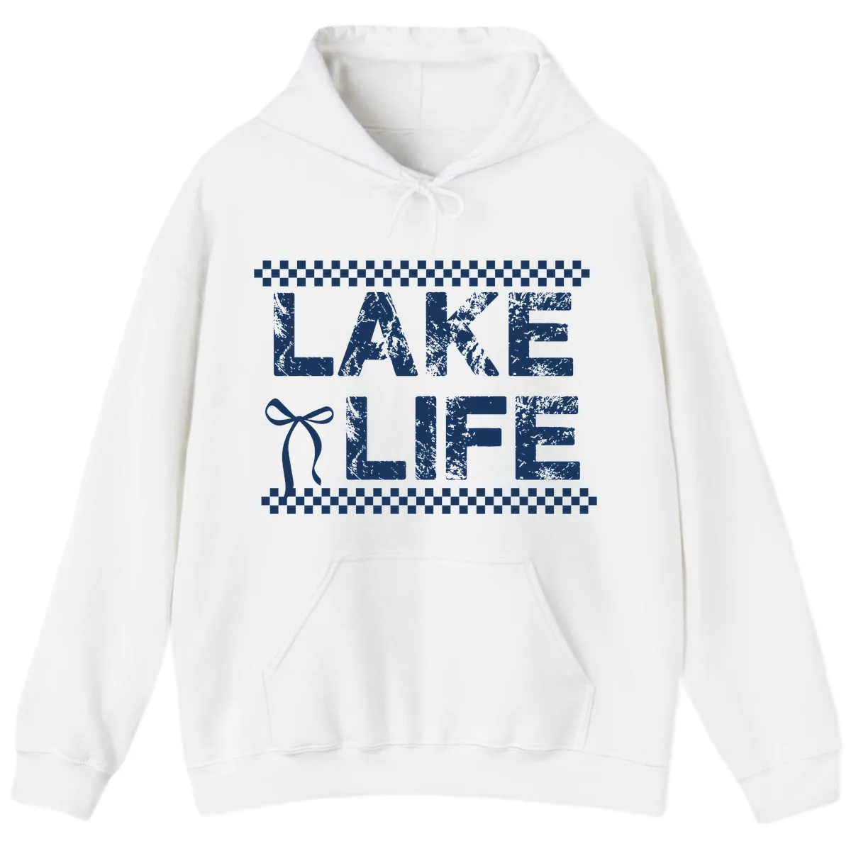 Lake Life With Bow Accent Hoodie in White