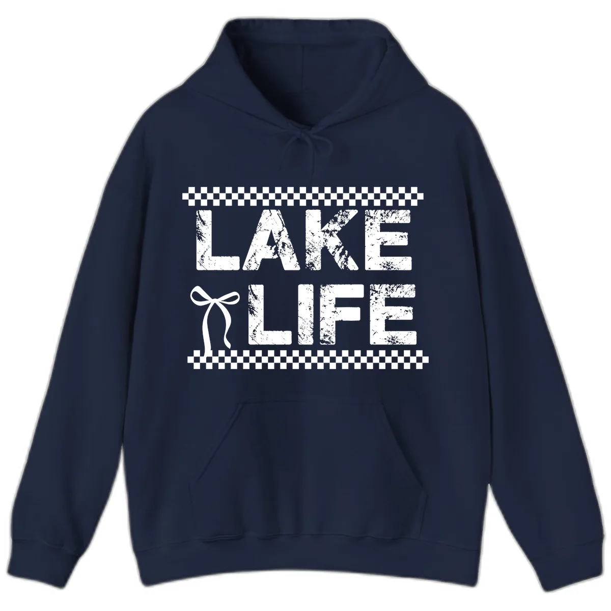 Lake Life With Bow Accent Hoodie in Navy