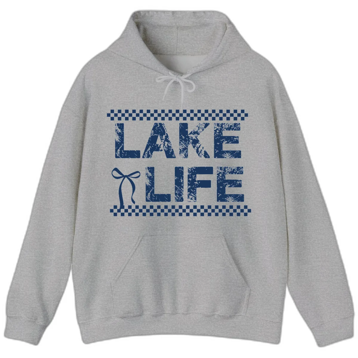 Lake Life With Bow Accent Hoodie in Sport Grey