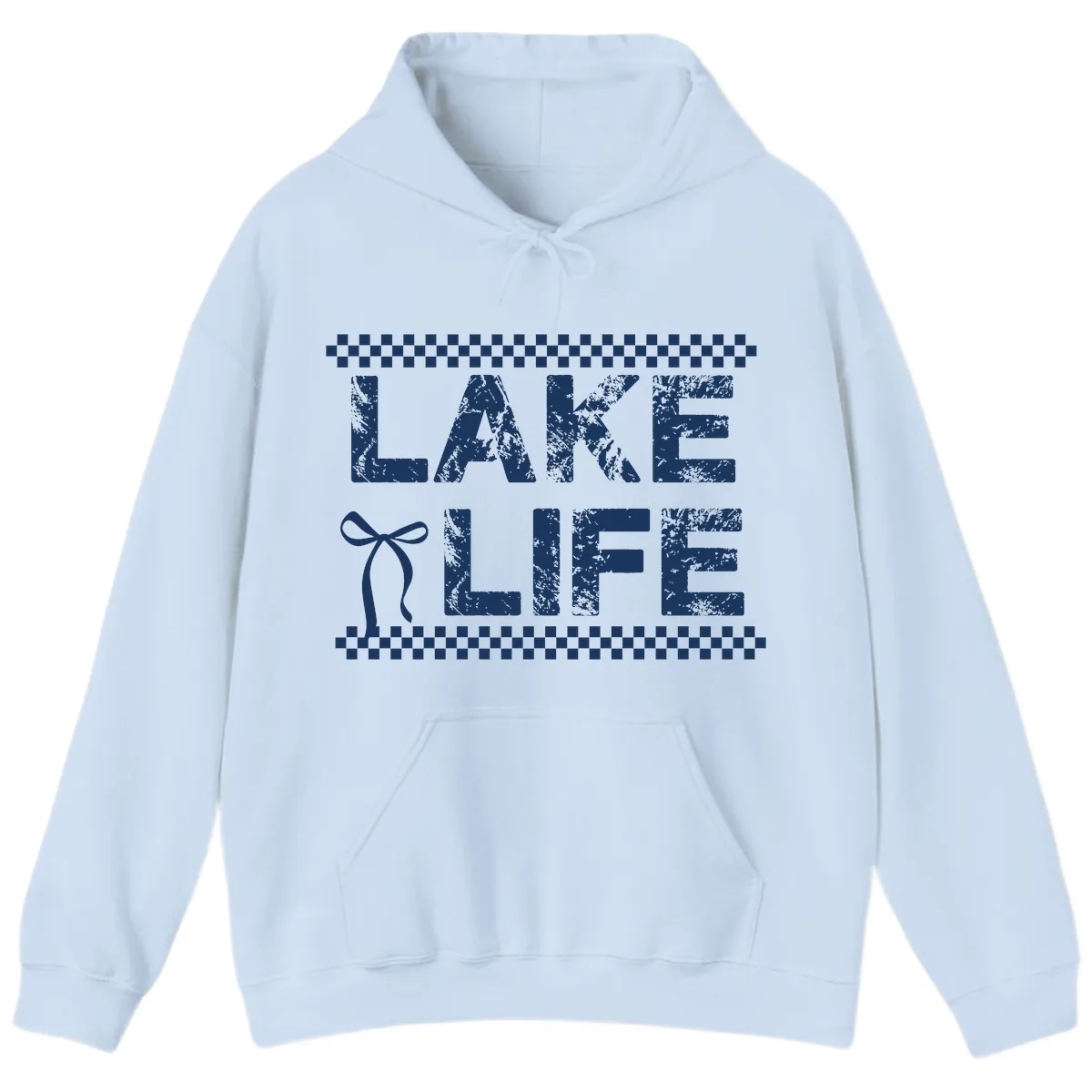 Lake Life With Bow Accent Hoodie in Light Blue