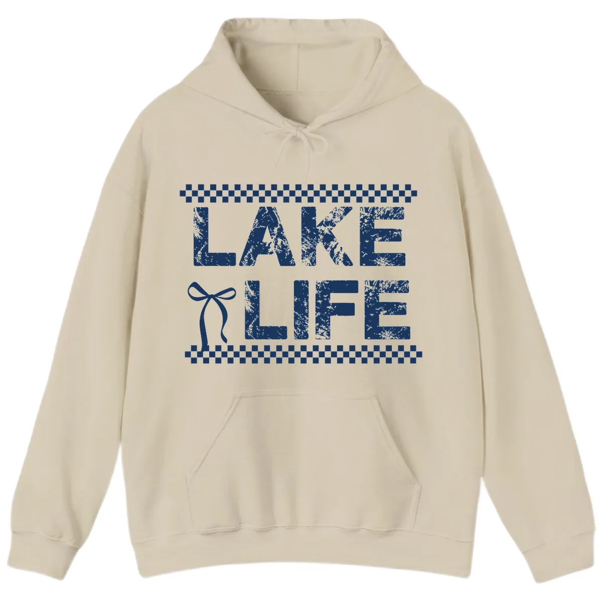 Lake Life With Bow Accent Hoodie in Sand