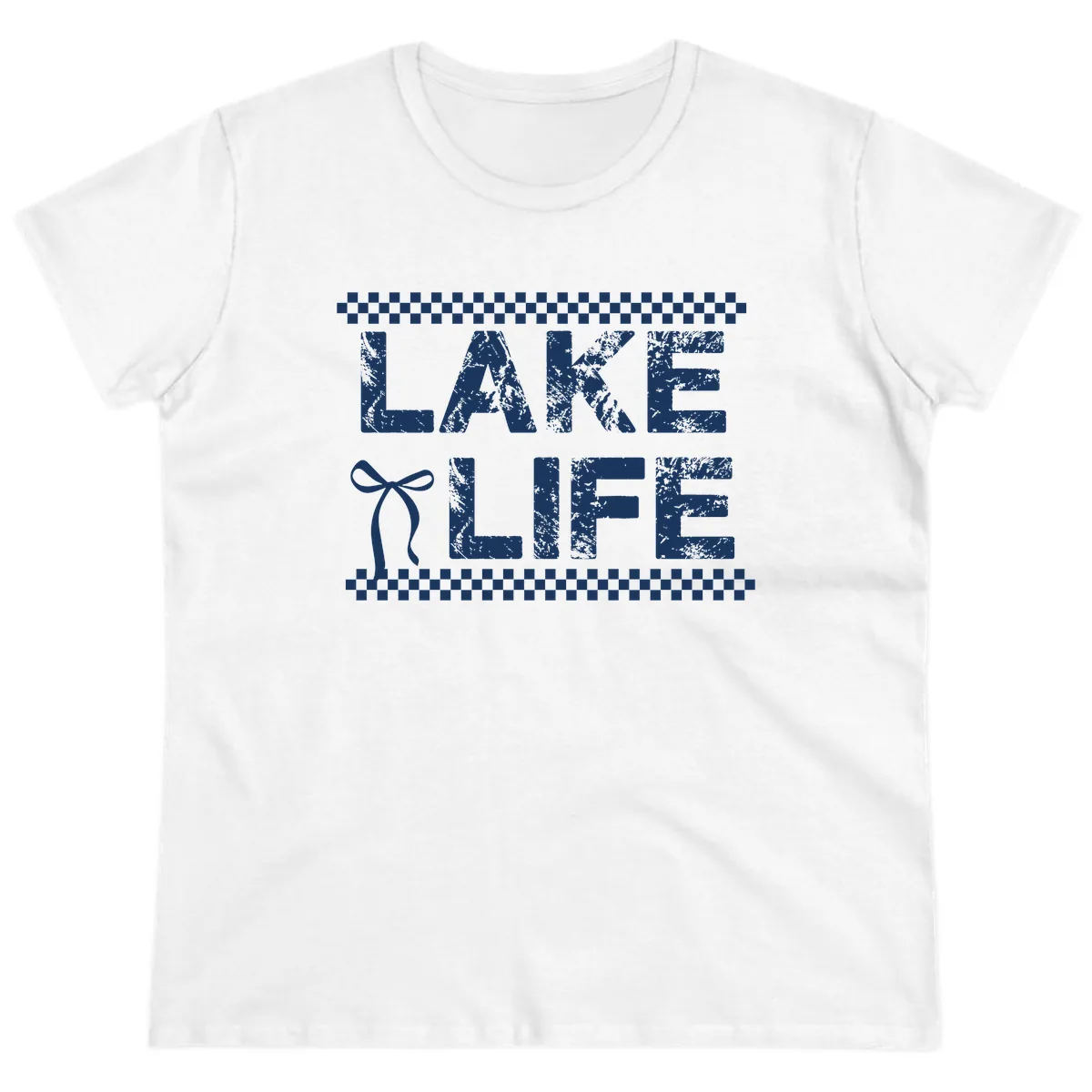 Lake Life With Bow Accent Ladies Tee in White