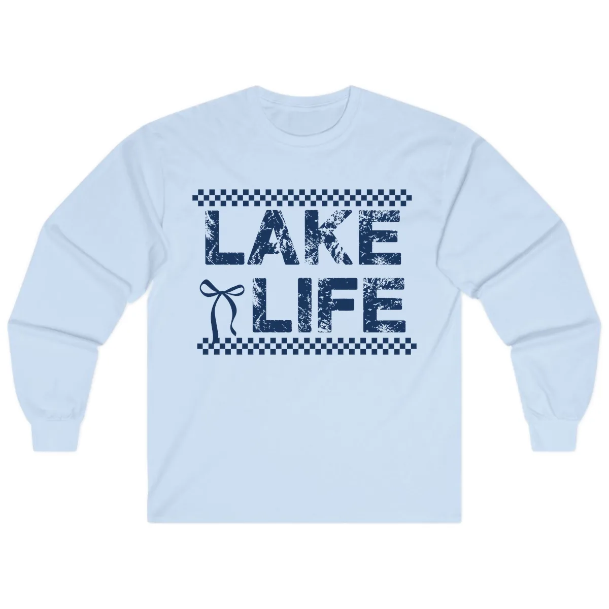 Lake Life With Bow Accent Long Sleeve in Light Blue