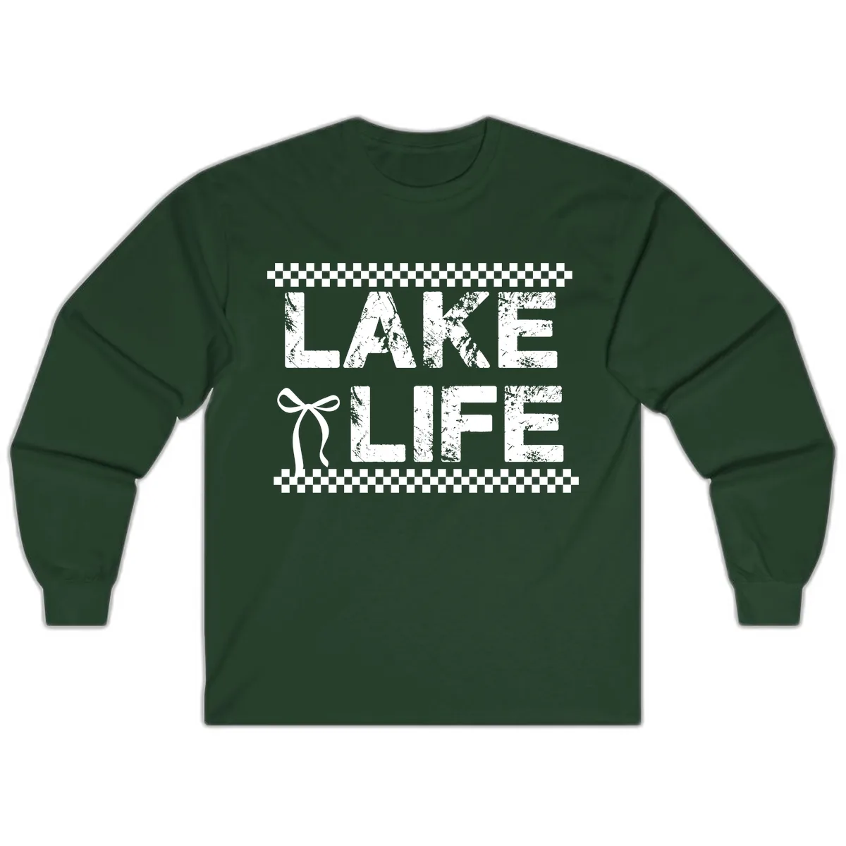Lake Life With Bow Accent Long Sleeve in Forest Green