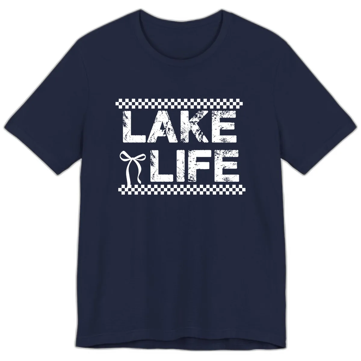 Lake Life With Bow Accent Premium T-Shirt in Navy