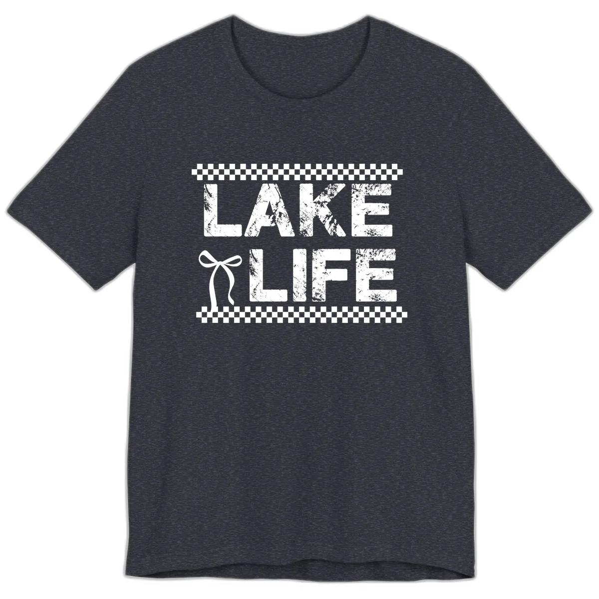 Lake Life With Bow Accent Premium T-Shirt in Heather Navy