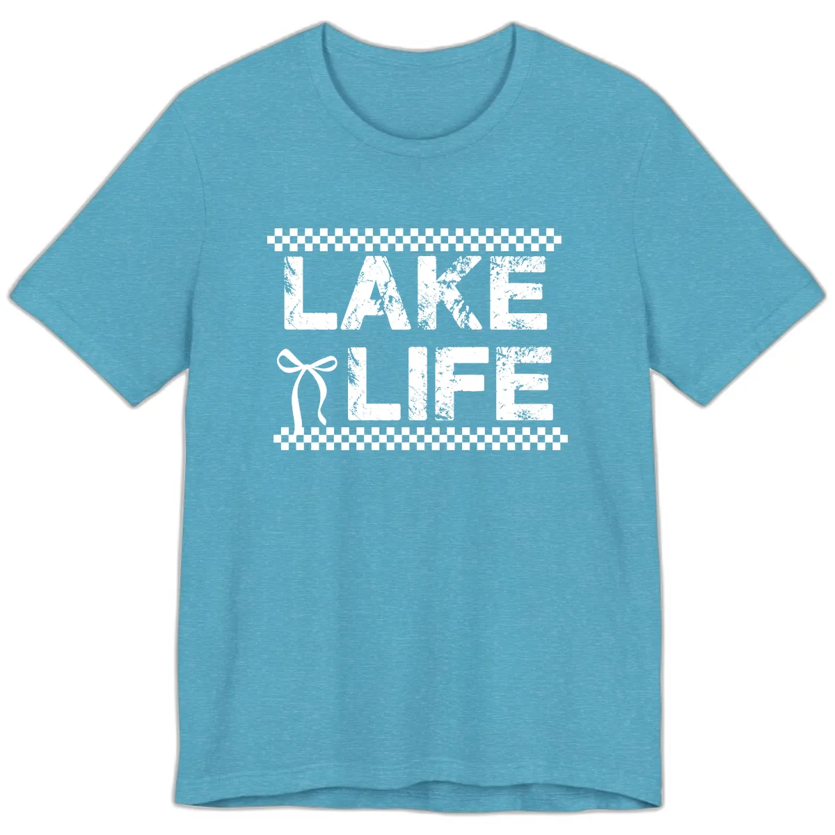 Lake Life With Bow Accent Premium T-Shirt in Heather Aqua