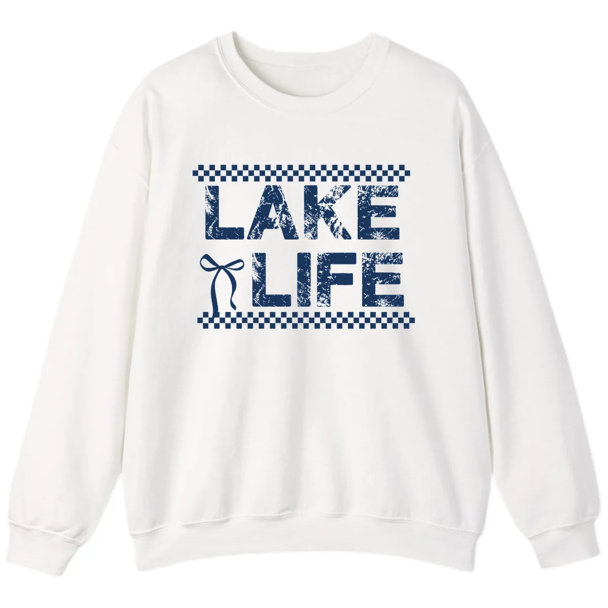 Lake Life With Bow Accent Sweatshirt in White
