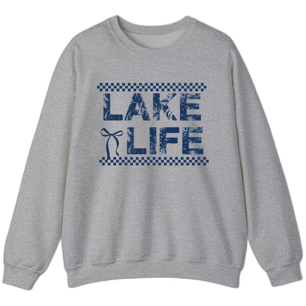 Lake Life With Bow Accent Sweatshirt in Sport Grey